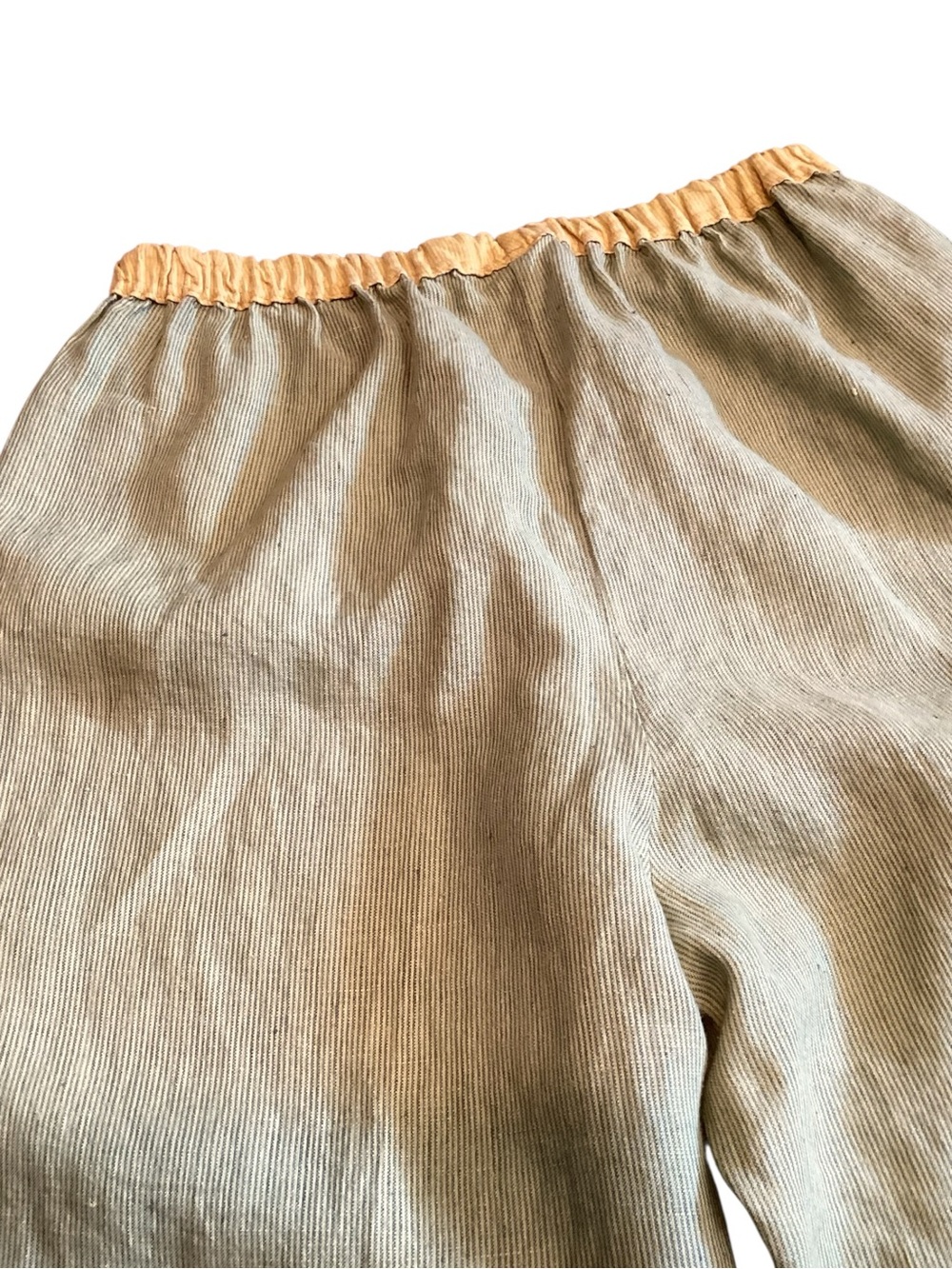 Somewhat Funky Liz & Jane Linen Pants Large Green Stripe Cropped Artsy USA - Picture 10 of 14